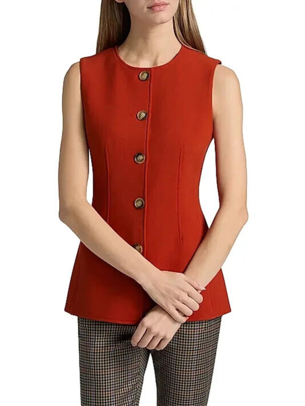 NEW, Veronica Beard Jessup Tailored Vest in Carnelian Red sz 8 #SJ2548 - Picture 2 of 10